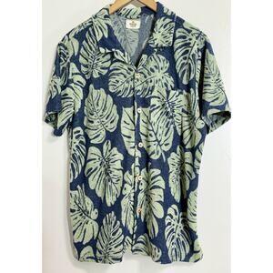 Marine Layer Men's Resort Terry Cloth Shirt Tropical Leaf Print Beach LARGE L